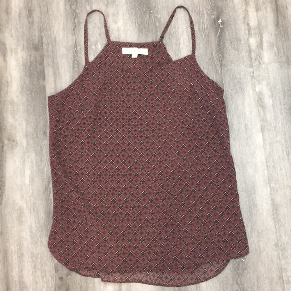 LOFT Tank Top- Size Small Printed Purple Tank